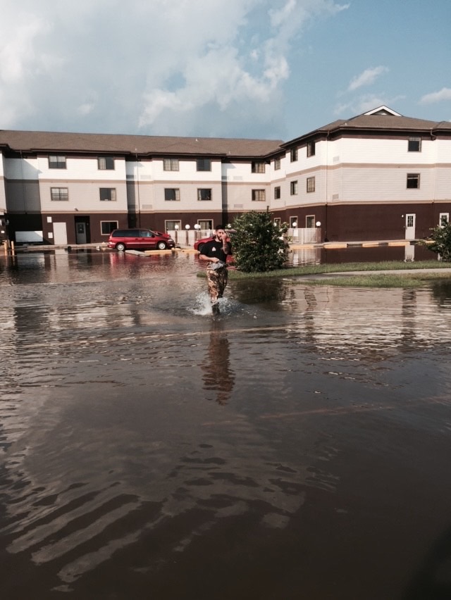 Flooded apartment complex in Royalton